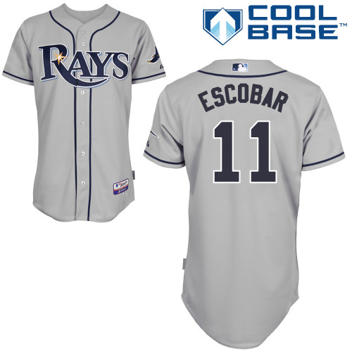 Yunel Escobar #11 MLB Jersey-Tampa Bay Rays Men's Authentic Road Gray Cool Base Baseball Jersey